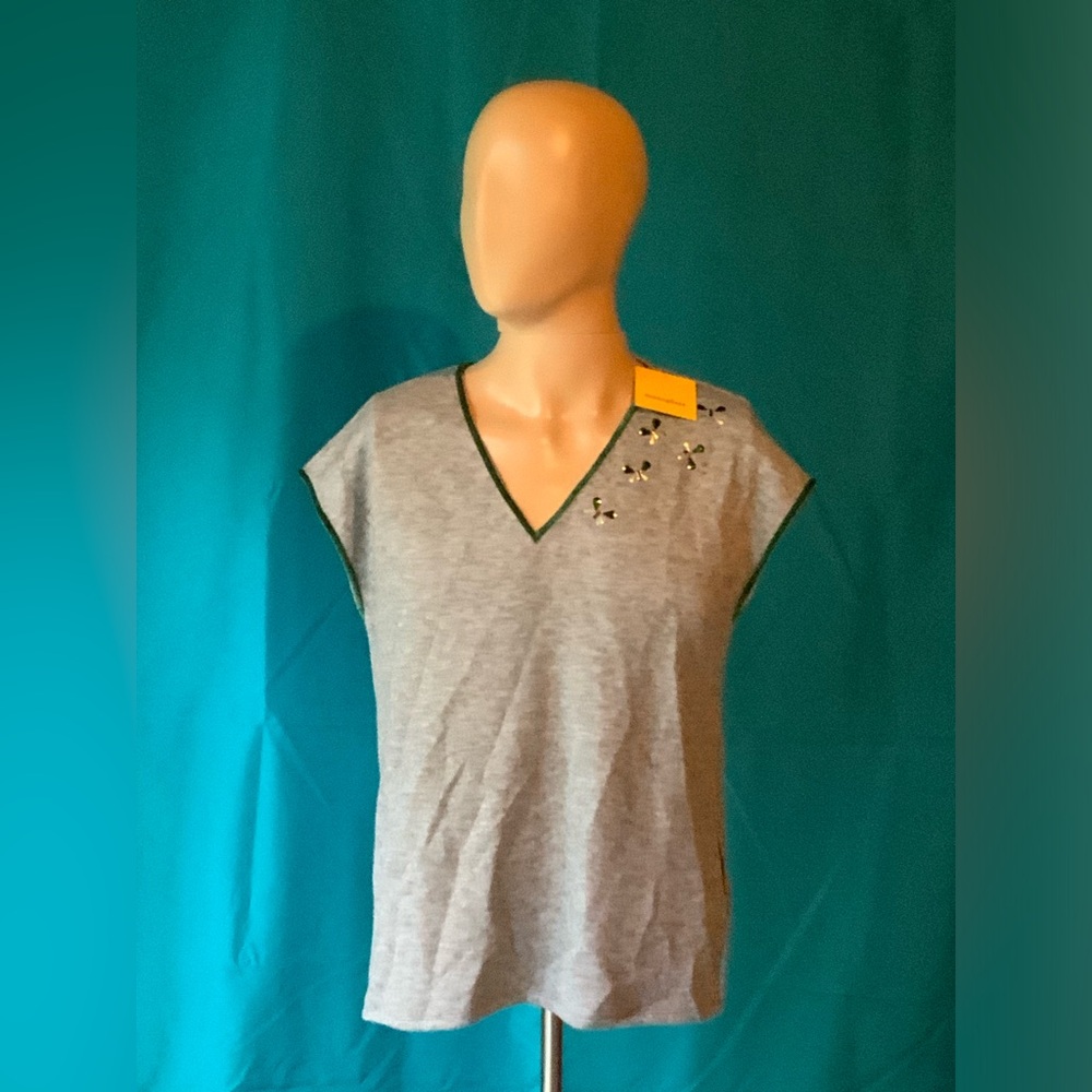 MONOPLAZA Chaleco Fafalle SIZE XS/SM gray/green sweater vest, NWT
